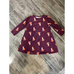 Girls A-Line Dress Fox Print Long Sleeve Casual Cute Outfit Size‎ Unknown